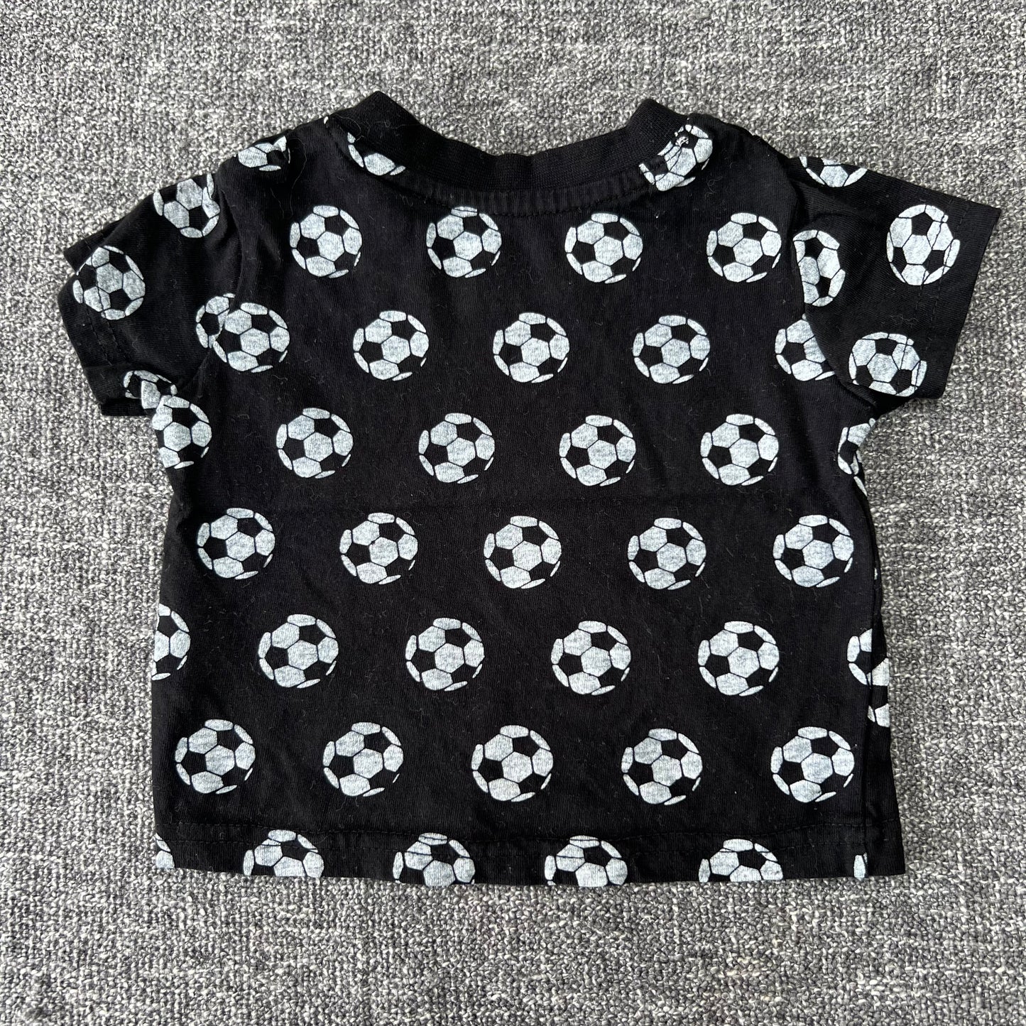 Boys 0-3 Month Black Football T-shirt