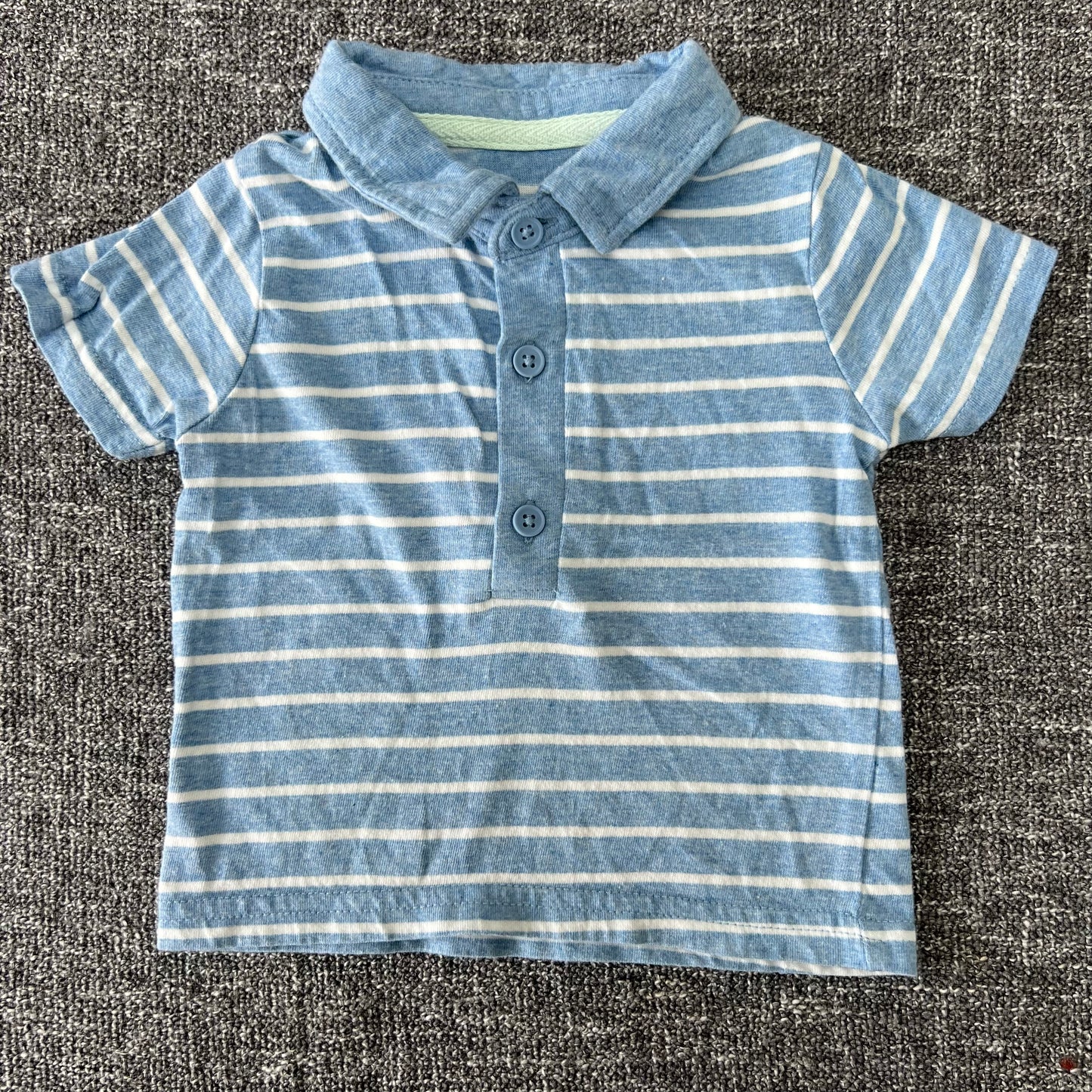 Boys 0-3 Month Short Sleeved Striped Polo Shirt