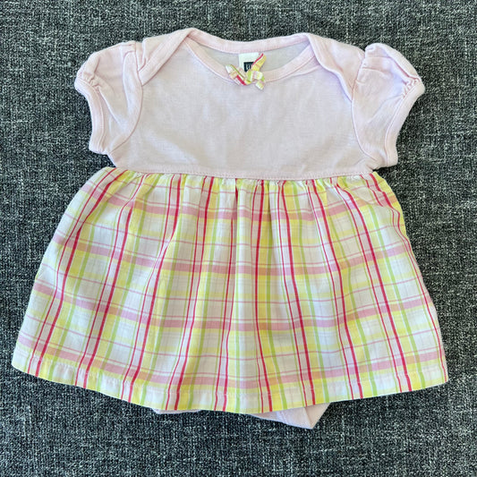 Girls 0-3 Month Checked Summer Bodysuit Dress