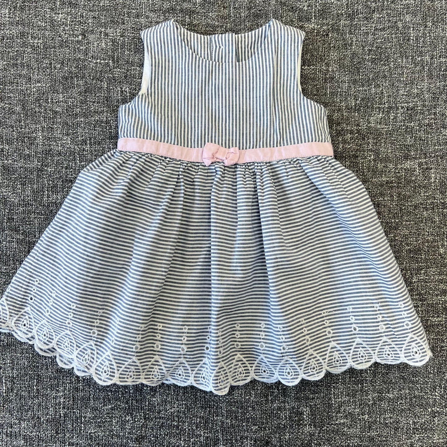 Girls 0-3 Month Blue & White Striped Summer Dress