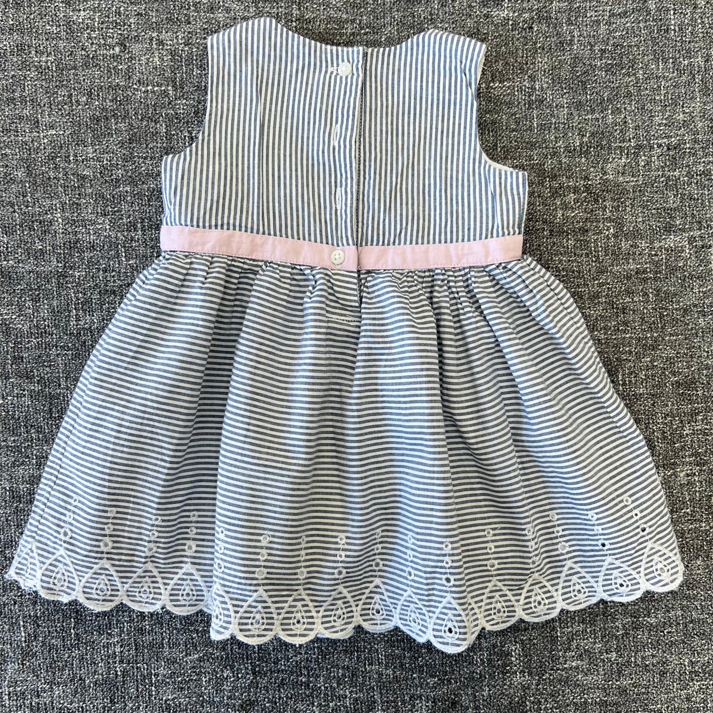 Girls 0-3 Month Blue & White Striped Summer Dress