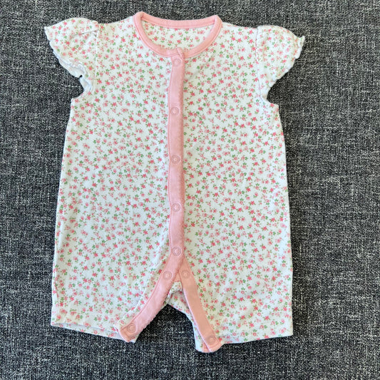 Girls 0-3 Month Flower Pattern Summer Romper