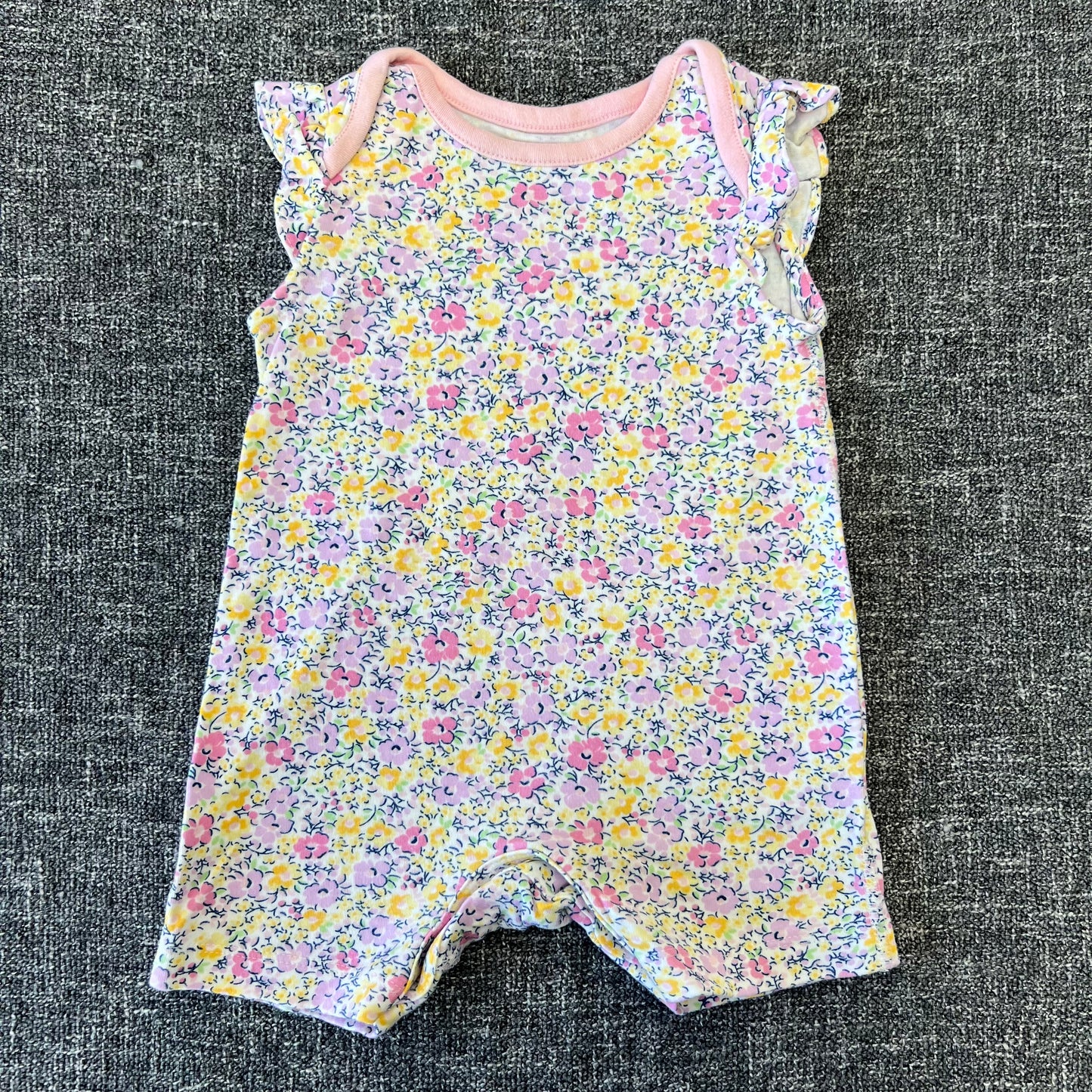 Girls 0-3 Month Flower Pattern Summer Romper