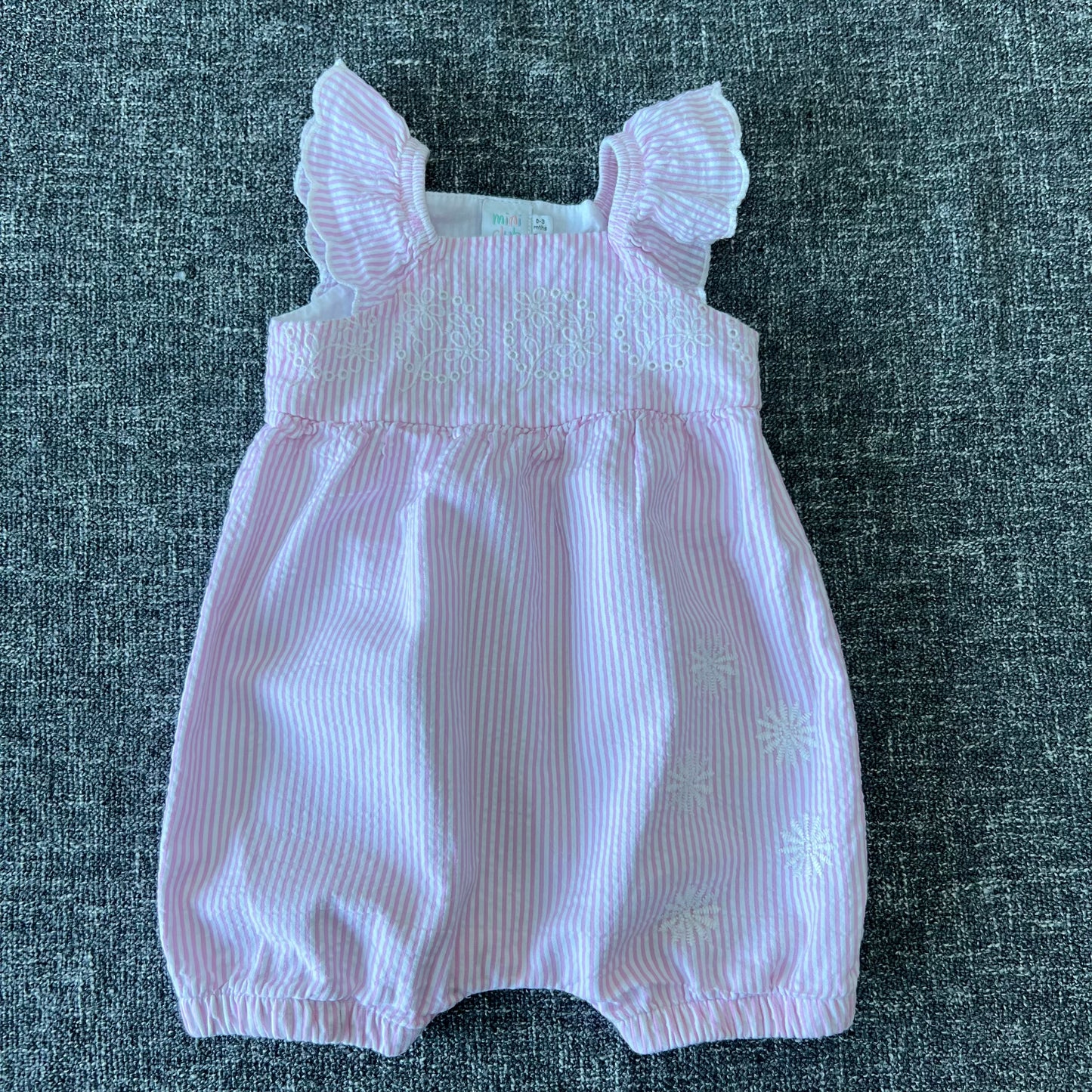 Girls 0-3 Month Pink Striped Summer Romper