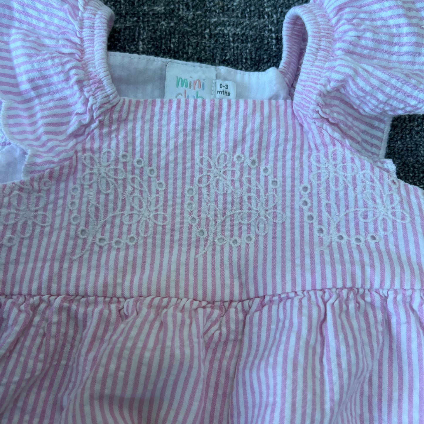 Girls 0-3 Month Pink Striped Summer Romper