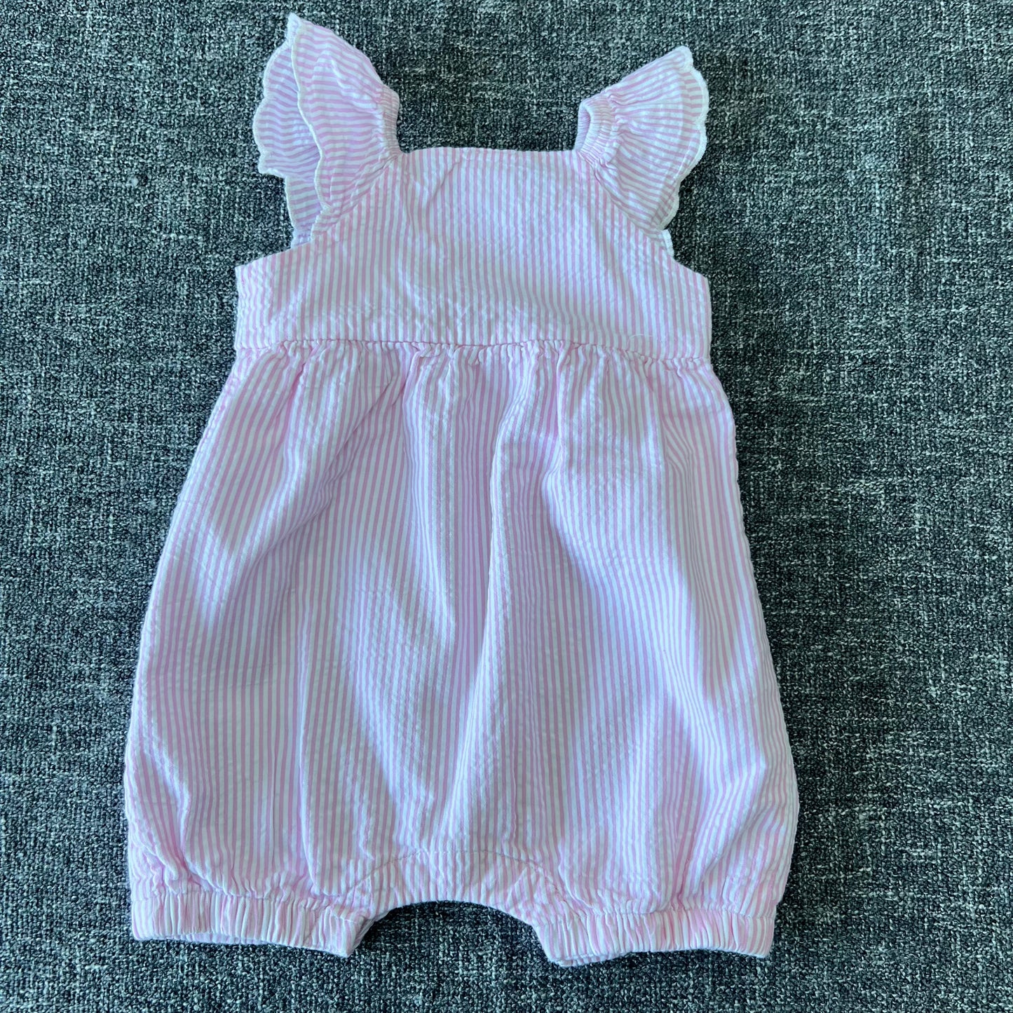 Girls 0-3 Month Pink Striped Summer Romper