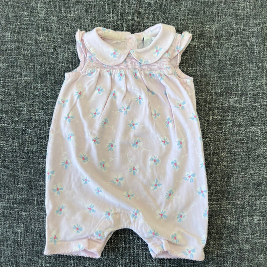 Girls 0-3 Month Pink Flowery Summer Romper