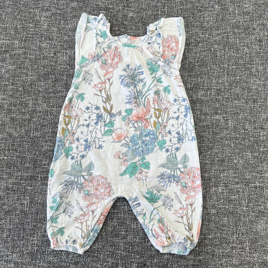 Girls 0-3 Month Flowery Summer Romper