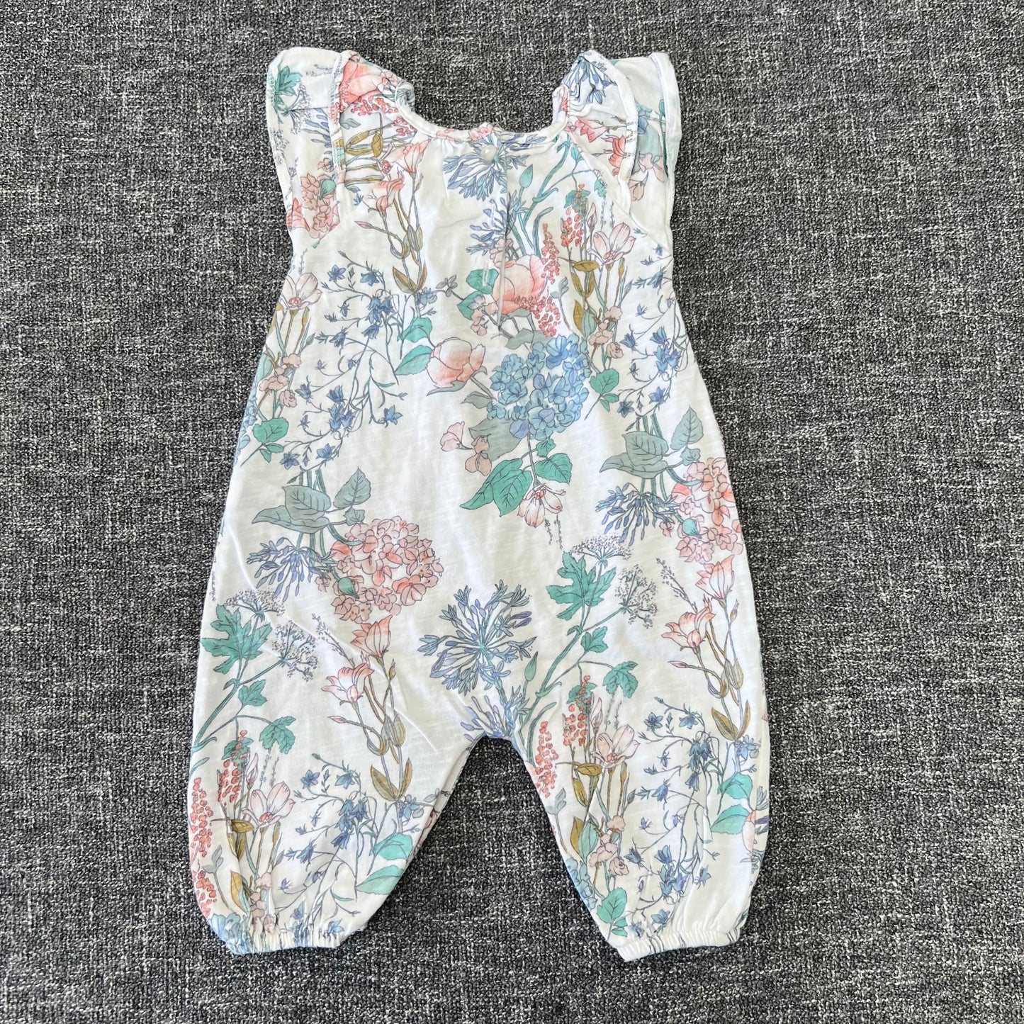 Girls 0-3 Month Flowery Summer Romper