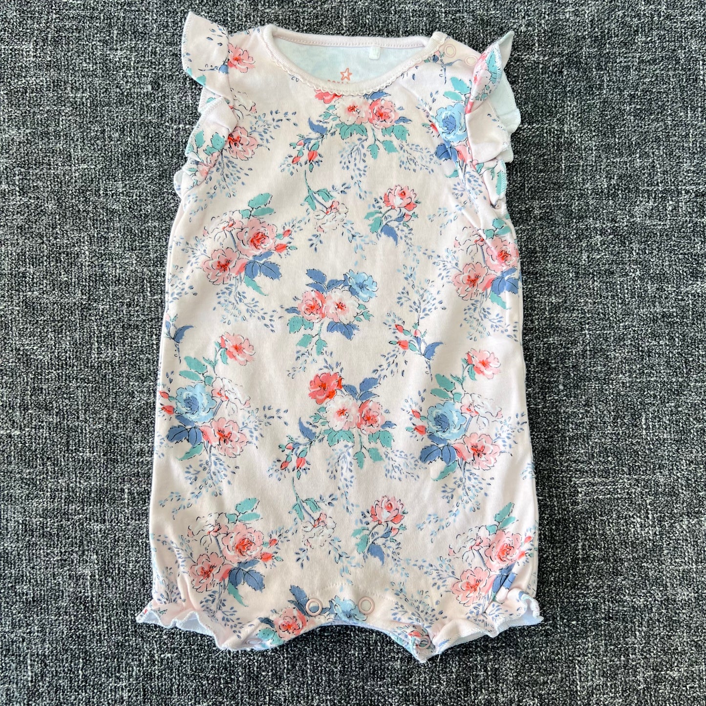 Girls 0-3 Month Flowery Summer Romper