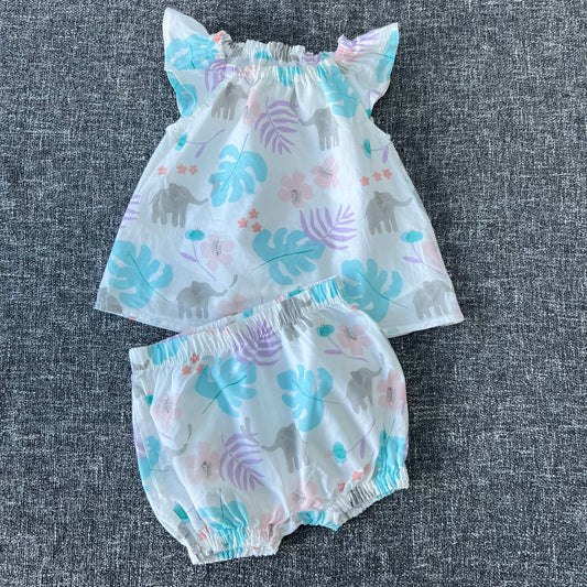 Girls 0-3 Month Summer Shorts and Top Outfit