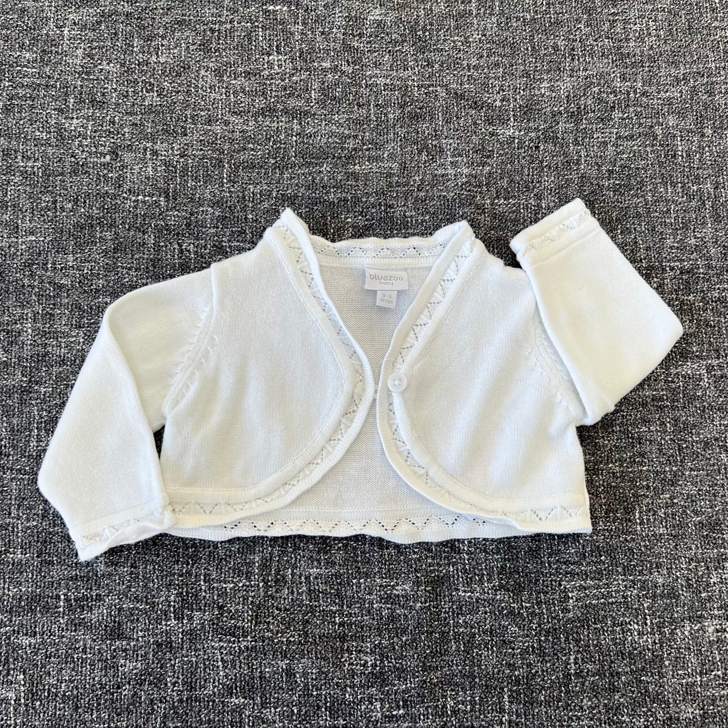 Girls 0-3 Month Plain White Bolero Cardigan