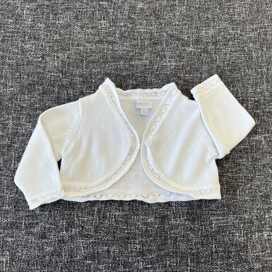 Girls 0-3 Month Plain White Bolero Cardigan