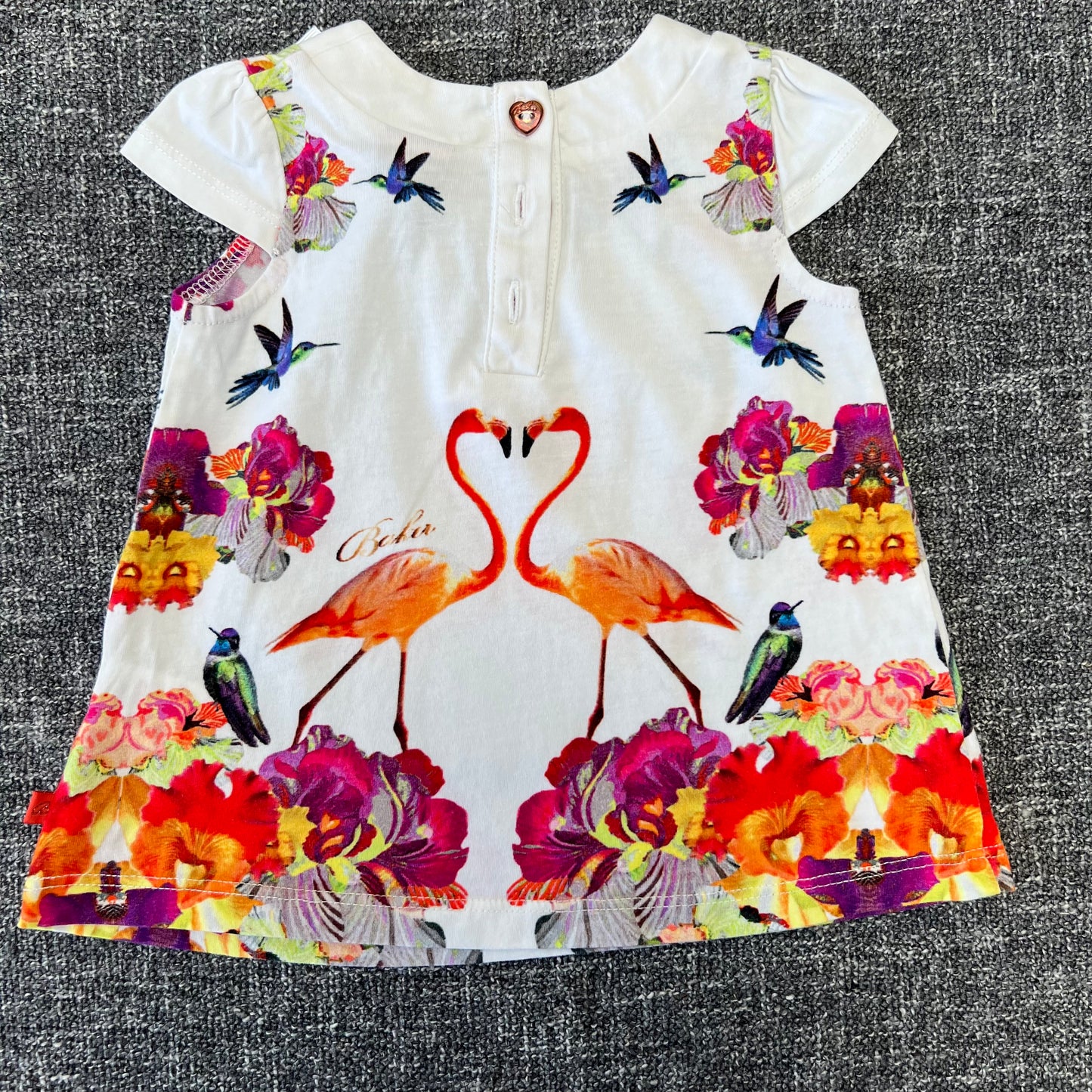 Girls 0-3 Month Summer Dress With Flowers & Birds