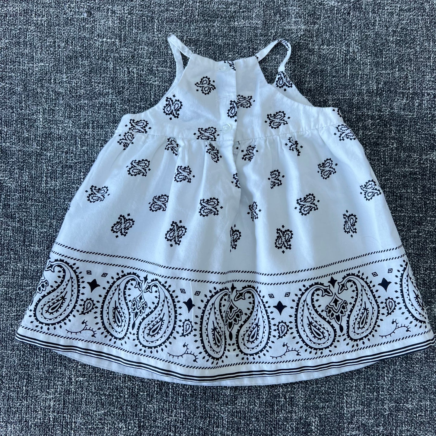 Girls 0-3 Month White and Blue Paisley Patterned Summer Top