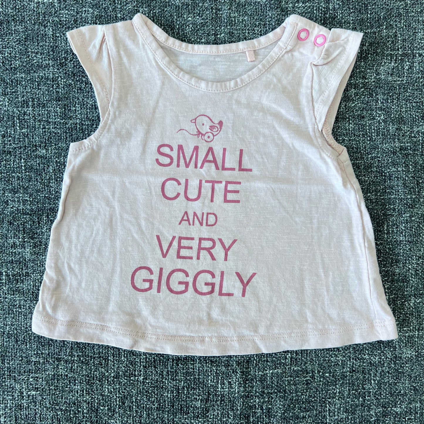 Girls 0-3 Month "Small Cute And Very Giggly" T-shirt