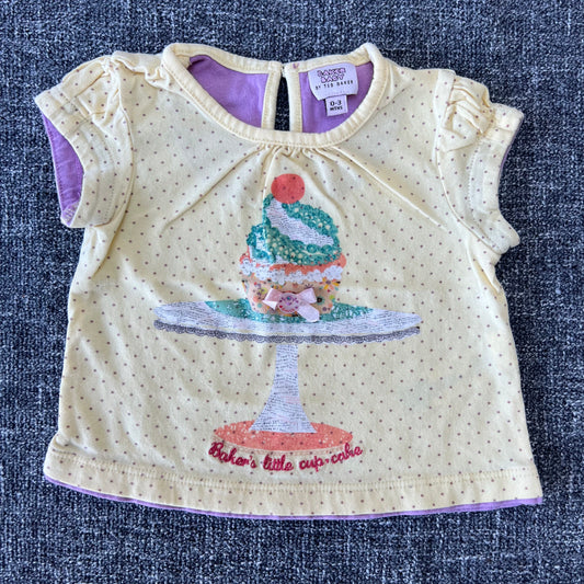 Girls 0-3 Month Cupcake T-shirt "Bakers Little Cup Cake"