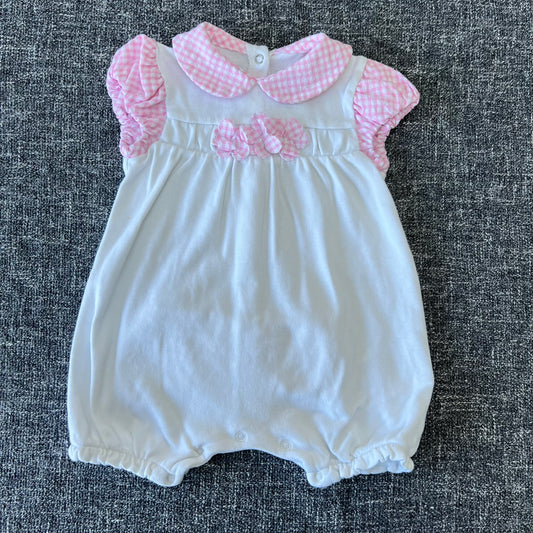 Girls 0-3 Month Pink & White Romper (PIP)