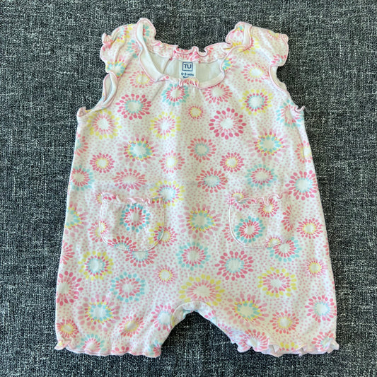 Girls 0-3 Month Flowery Summer Romper