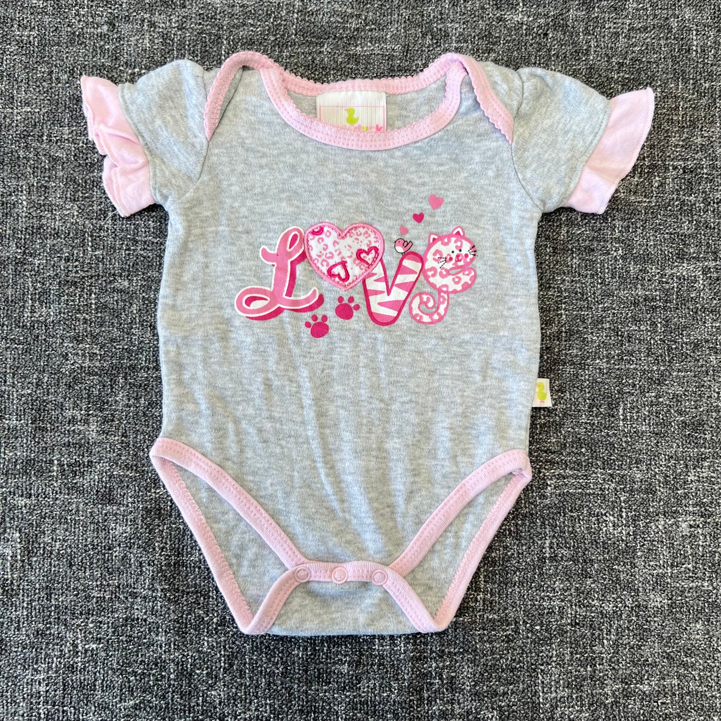 Girls 0-3 Month "Love" Short Sleeved Bodysuit