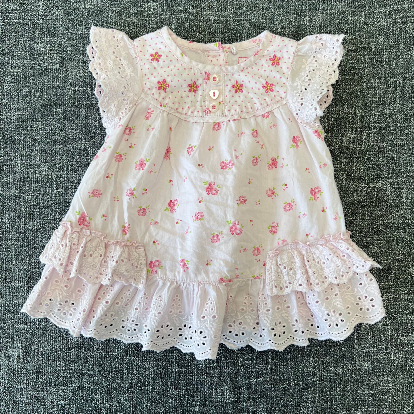 Girls 0-3 Month Pink Flowery Summer Dress