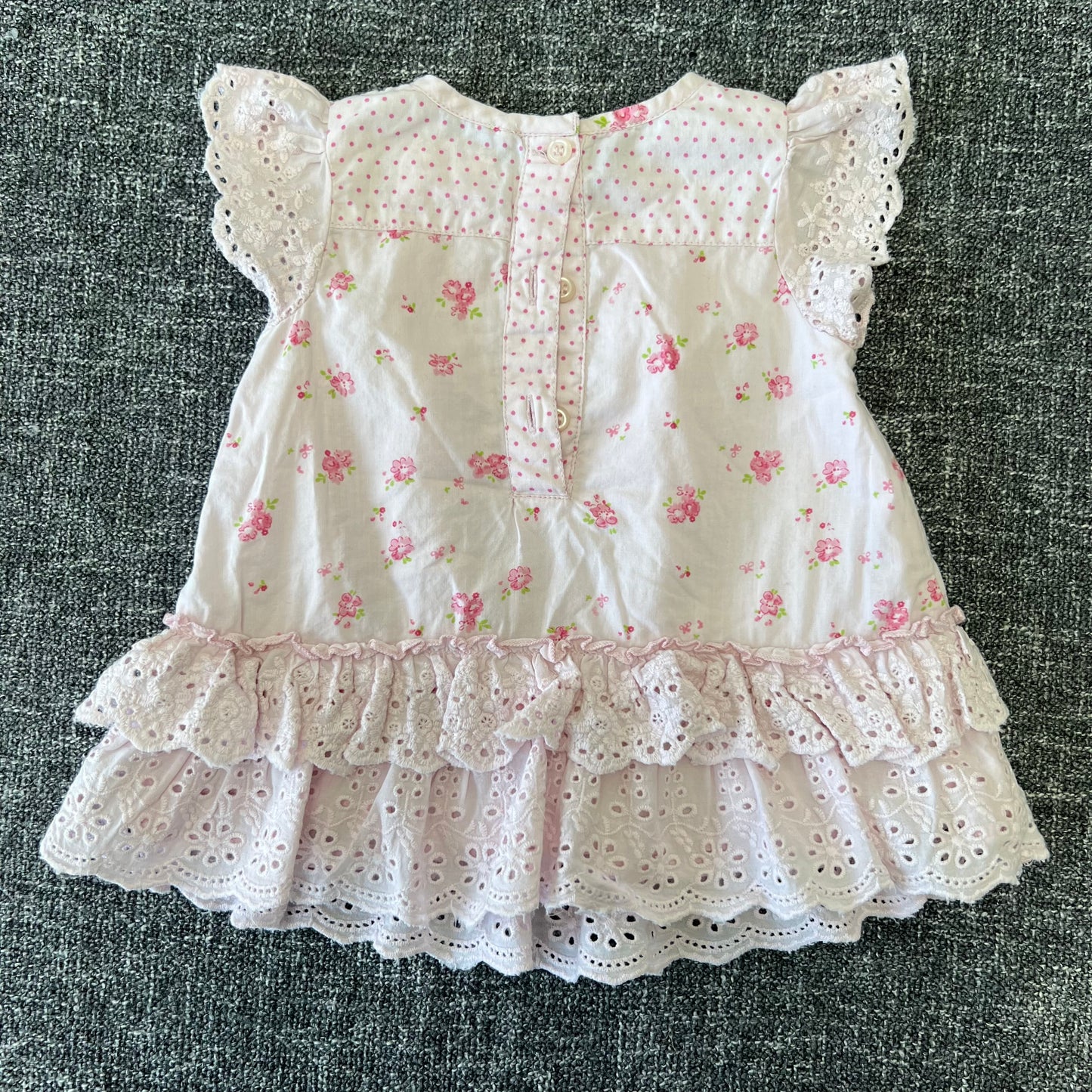 Girls 0-3 Month Pink Flowery Summer Dress