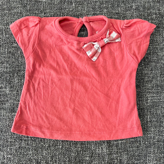 Girls 0-3 Month Peach T-shirt With Bow Detail