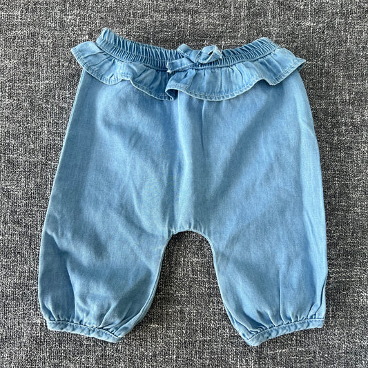 Girls 0-3 Month Denim Style Summer Trousers