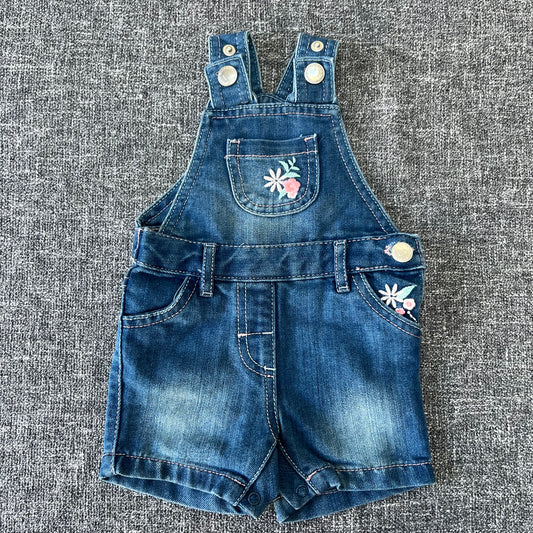 Girls 0-3 Month Summer Denim Romper