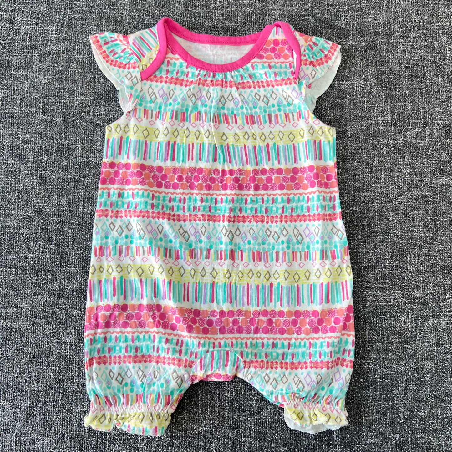 Girls 0-3 Month Patterned Summer Romper