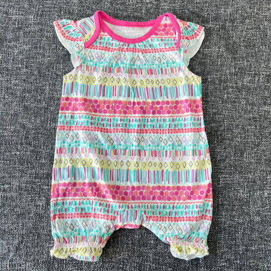 Girls 0-3 Month Patterned Summer Romper