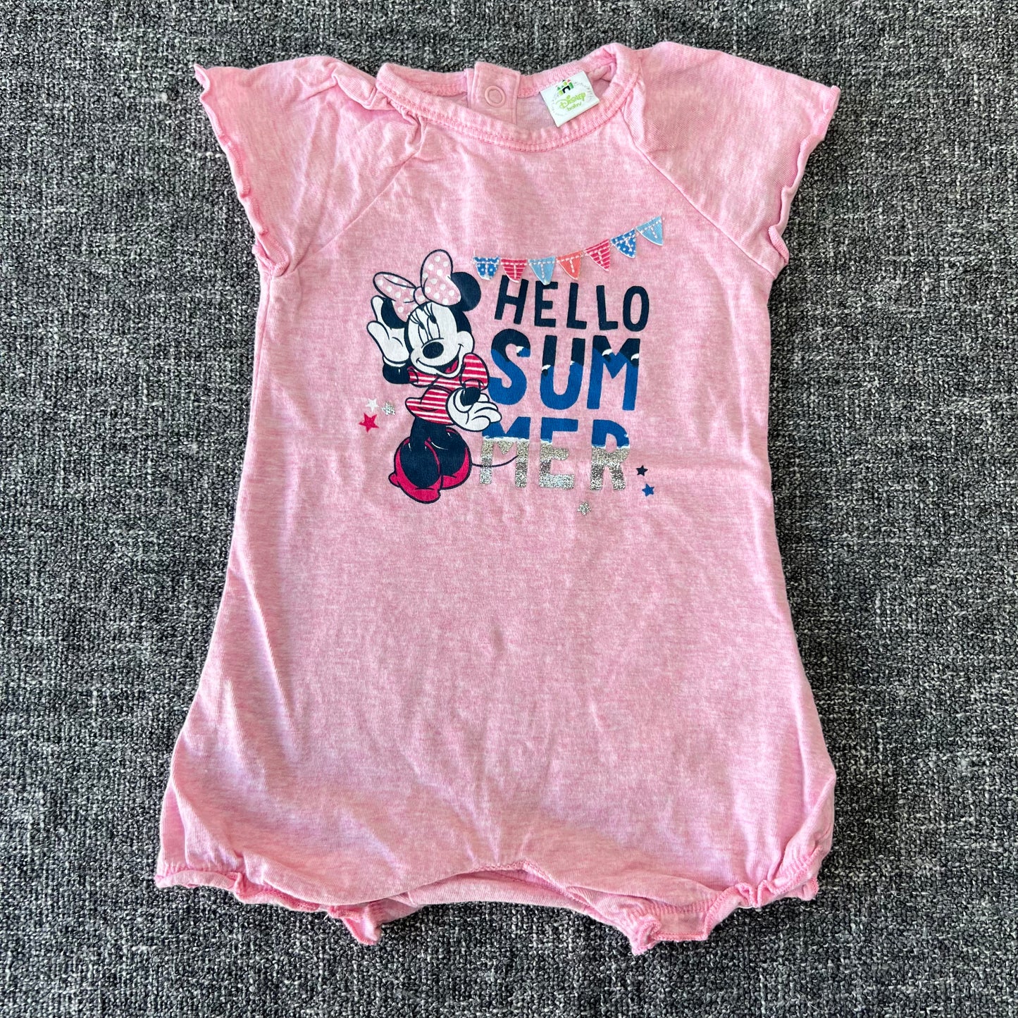 Girls 0-3 Month Minnie Mouse "Hello Summer" Summer Romper