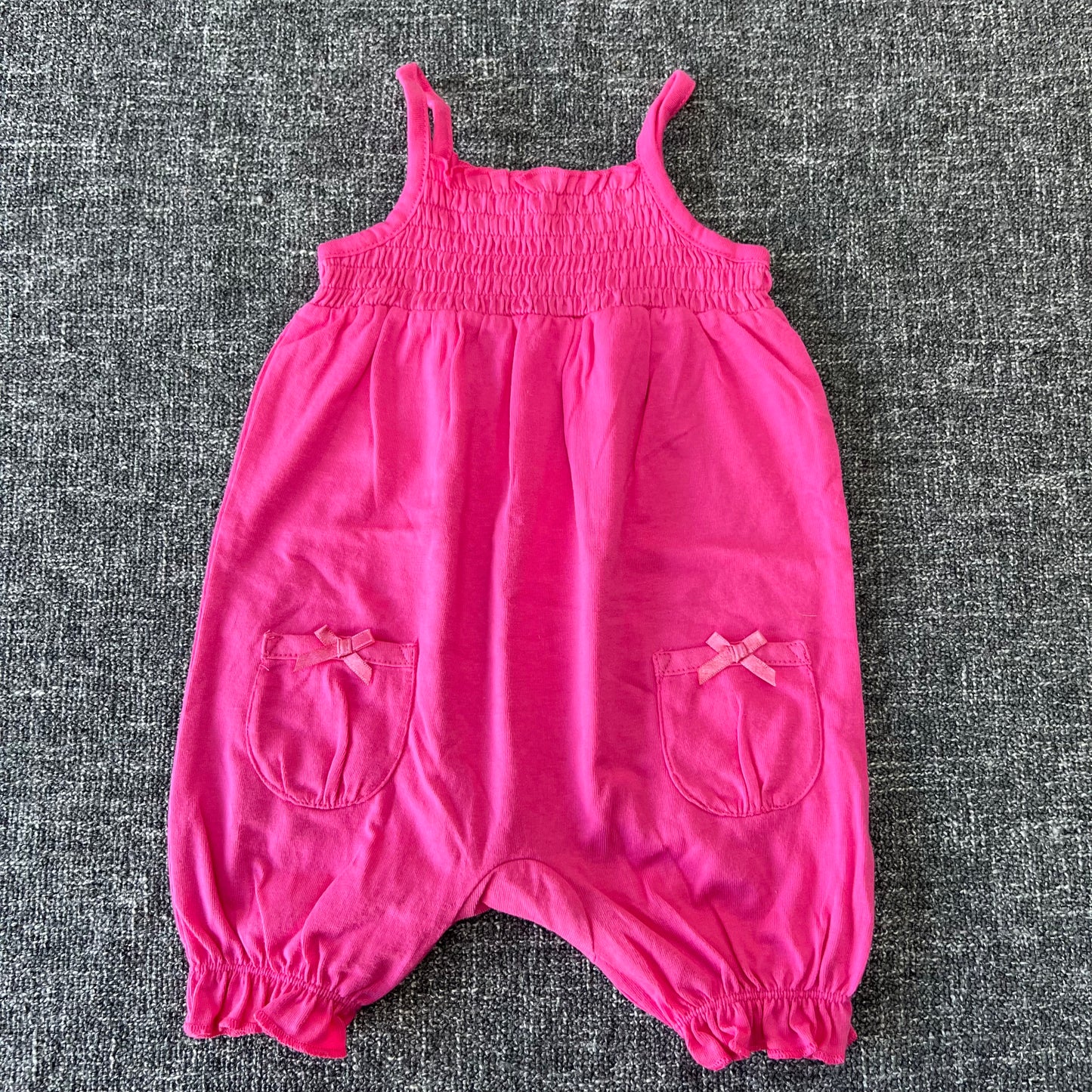 Girls 0-3 Month Plain Pink Summer Romper