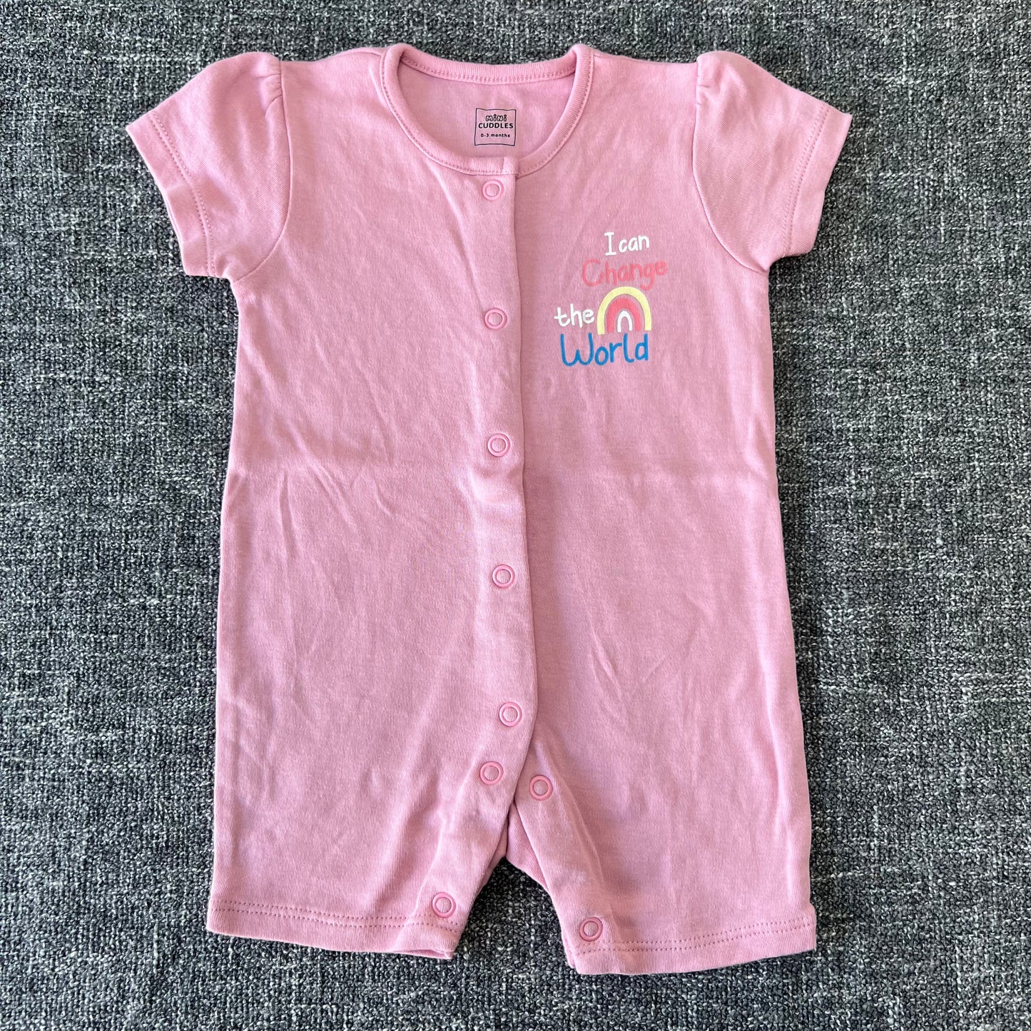 Girls 0-3 Month "I Can Change The World" Summer Romper