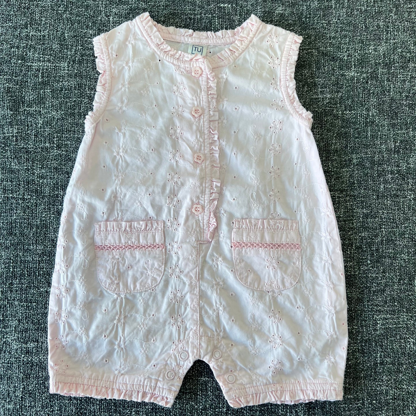 Girls 0-3 Month Embroidered Summer Romper