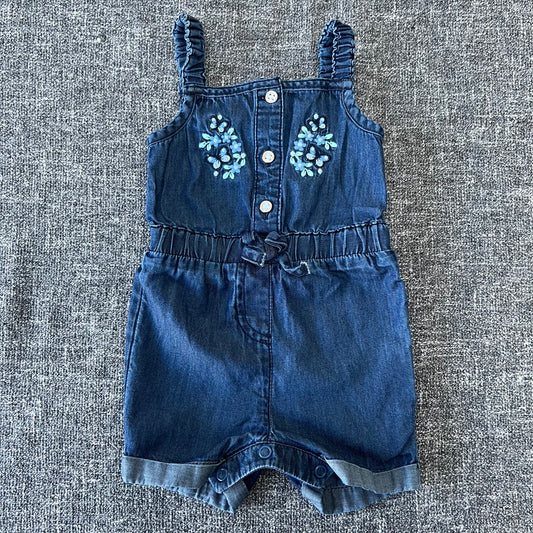 Girls 0-3 Month Denim Style Summer Romper