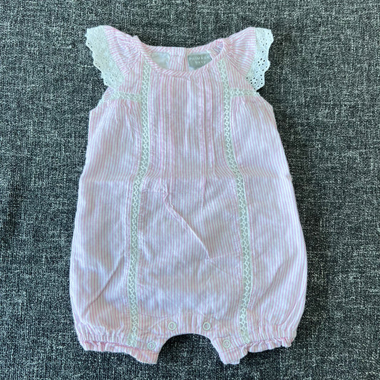 Girls 0-3 Month Striped Summer Romper