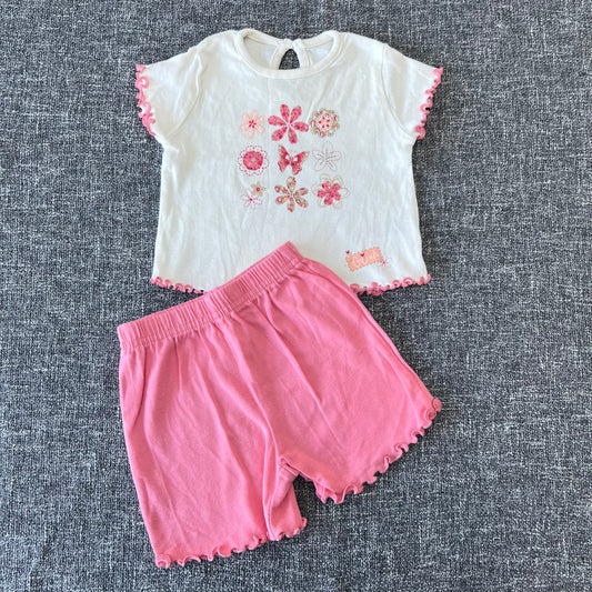 Girls 0-3 Month Shorts and T-shirt Summer Outfit.