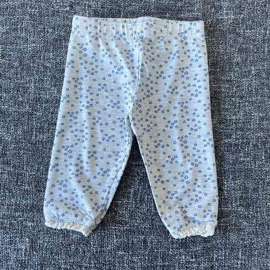 Girls 0-3 Month Grey and Blue Floral Leggings