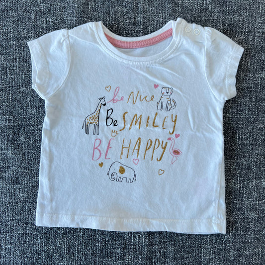 Girls 0-3 Month  "Be Nice, Be Smiley, Be Happy" T-shirt