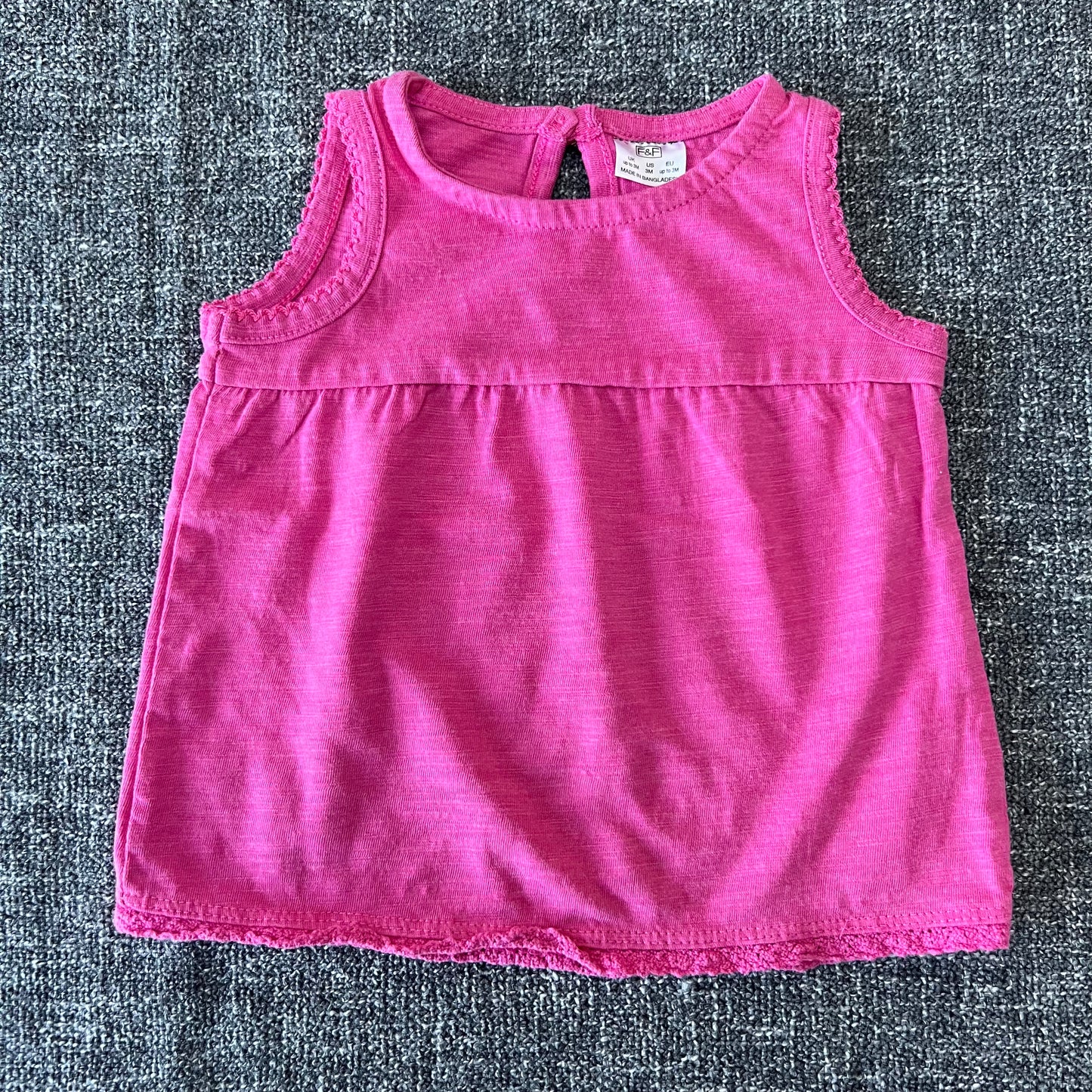 Girls 0-3 Month Plain Pink Vest Top T-shirt