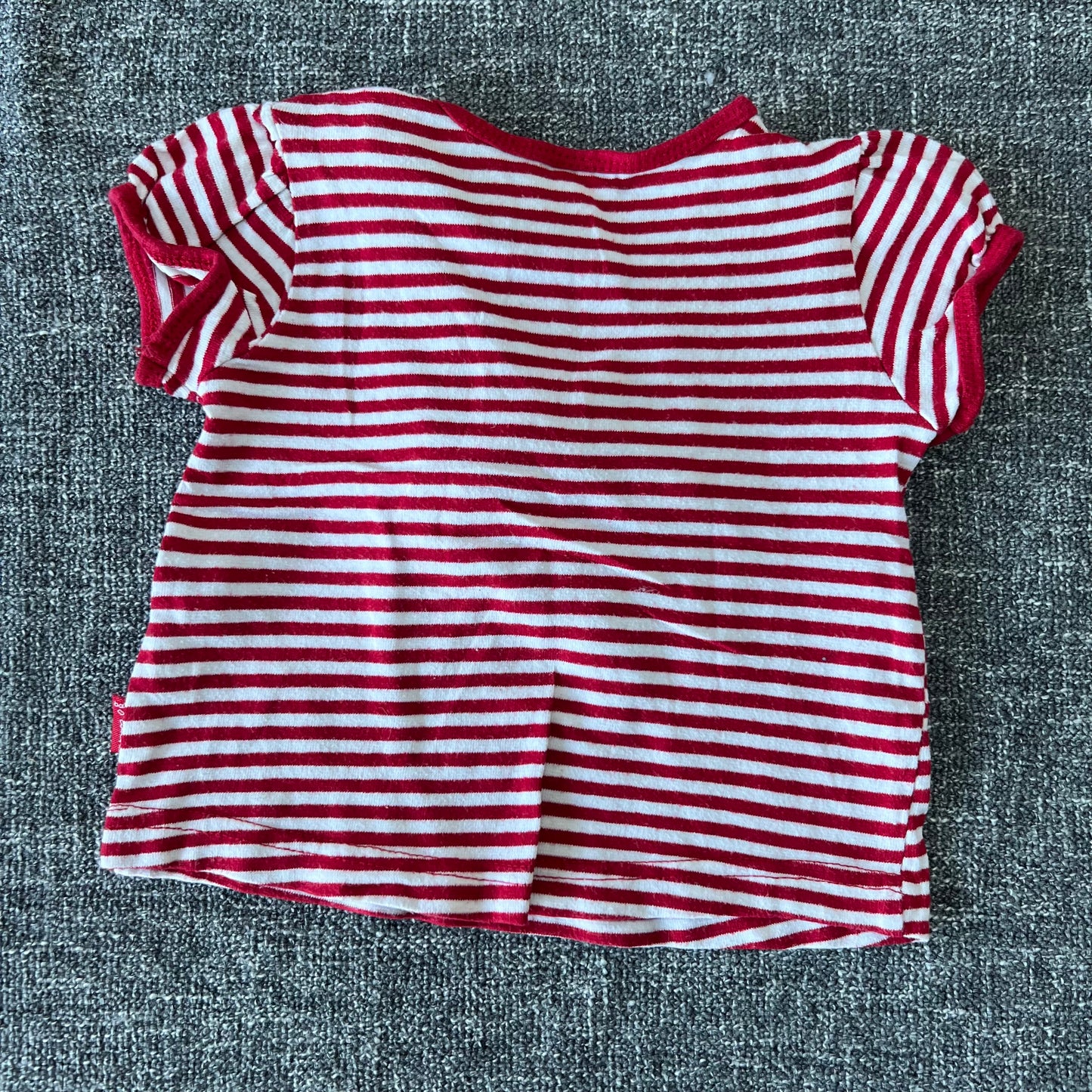 Girls 0-3 Month Red & White Striped T-shirt With Bow