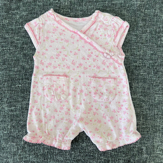 Girls 0-3 Month Pink Floral Summer Romper