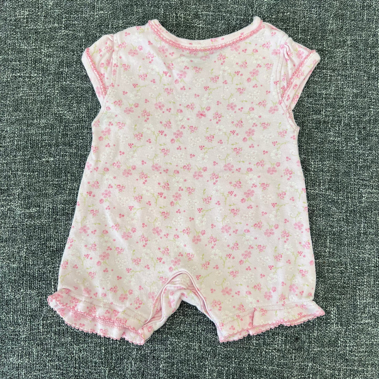 Girls 0-3 Month Pink Floral Summer Romper