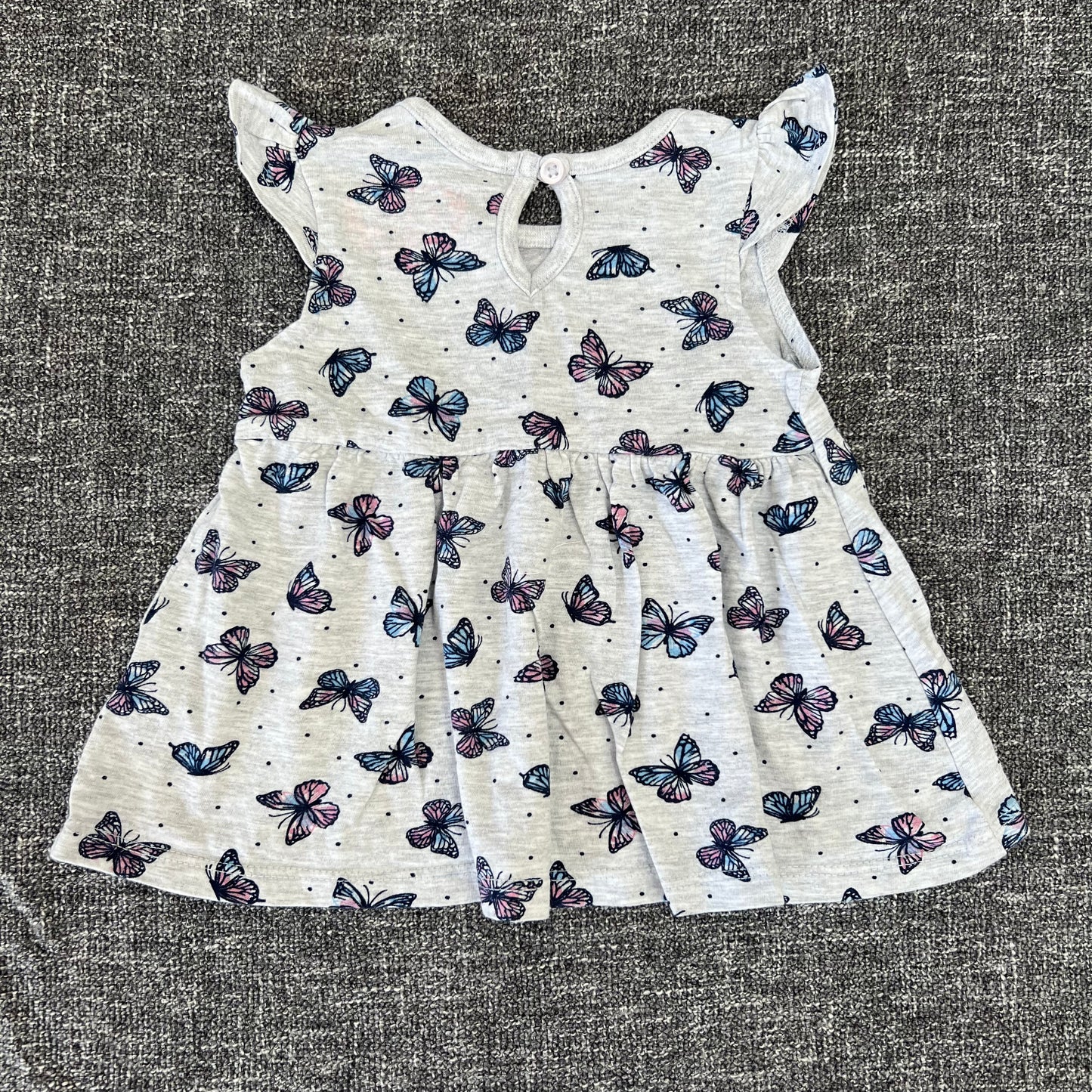 Girls 0-3 Month Grey Butterfly Summer Dress