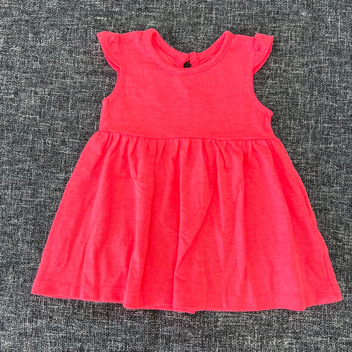 Girls 0-3 Month Plain Florescent Pink Summer Dress