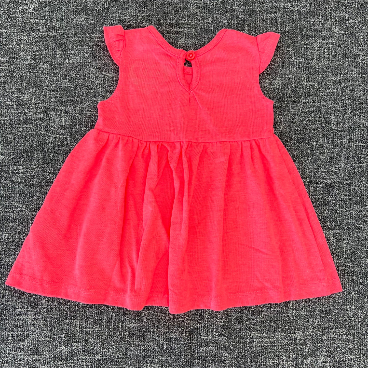 Girls 0-3 Month Plain Florescent Pink Summer Dress