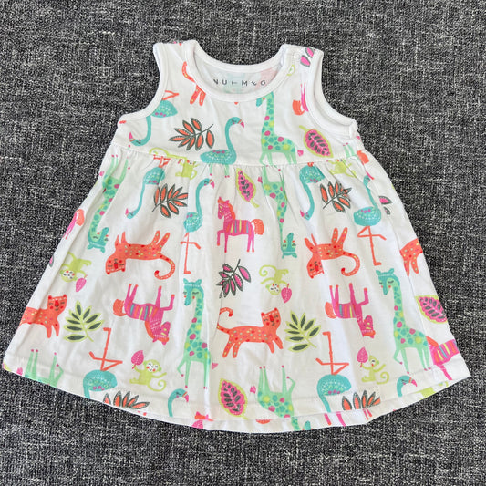 Girls 0-3 Month Tropicla Animal Print Summer Dress