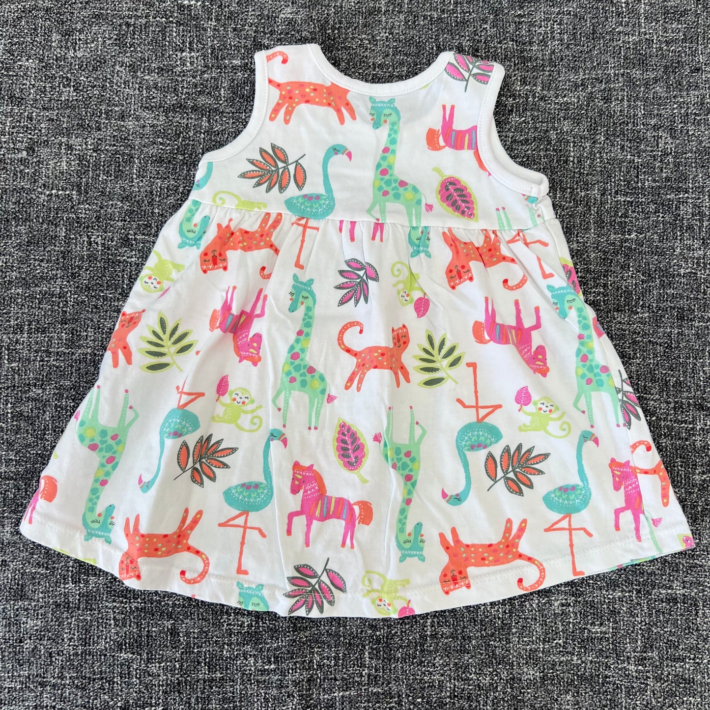 Girls 0-3 Month Tropicla Animal Print Summer Dress