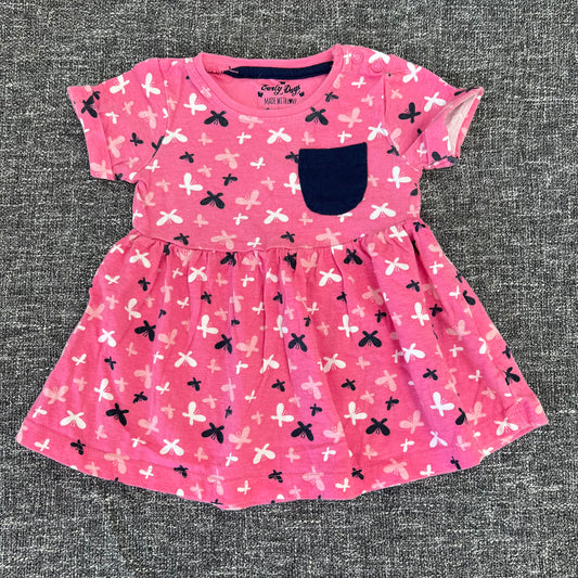 Girls 0-3 Month Pink Summer Butterfly Dress